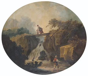Landscape with Waterfall and Bridge
