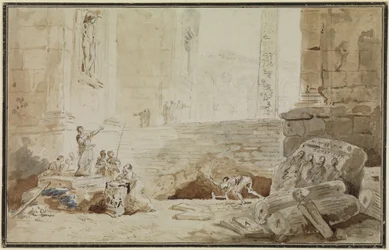 Roman capriccio with a street singer