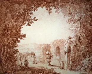 View of a garden with statuary