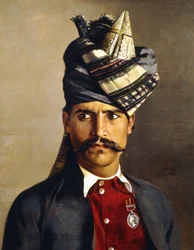 Portrait of a Khattack in Military Head-Dress