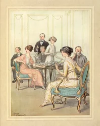 Having tea, from 