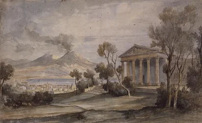 The Villa Saliceti, Naples Below and Mt. Vesuvius in the Distance