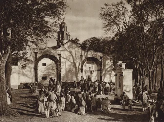 Mexico: Amecameca, Procession in front of the Sacro Monte Chapel