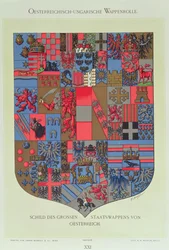 Coat of Arms of the Austro-Hungarian Empire, Showing the Armorial Bearings of the Imperial Austrian Court, Engraved by R. M. Rohrer