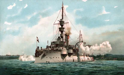 S.M. Coastal Battleship Odin in Salute