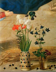 Vase with White, Red and Blue Lilies and Iris