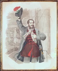 Portrait of Lajos Kossuth at the Chain Bridge in Budapest, 1849