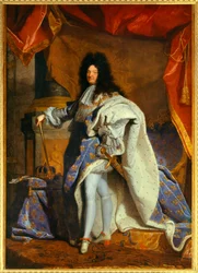 Full-Length Portrait of Louis XIV at Age 63 in Grand Royal Costume, Painting by the Workshop of Hyacinthe Rigaud
