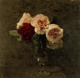 Still Life of Pink and Red Roses