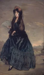 Woman with Mantilla, Flowers, and Fan