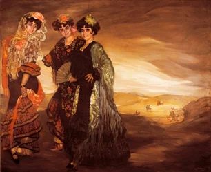 The three cousins (with the traditional Spanish costumes of dancers) c.1903