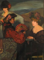 Spanish Women and an English Woman on the Balcony