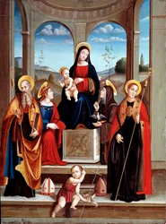 Madonna with the child and Sts Benedict of Nursia, Justine, Placide and Scolastica
