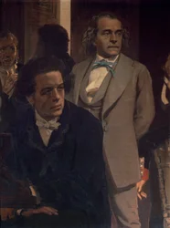 Anton Grigoryevich Rubinstein and Alexander Nikolayevich Serov, from Slavonic Composers, 1890s (detail)