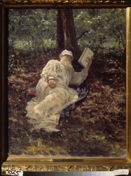 Tolstoi resting in the forest