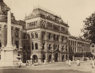 Bengal Secretariat, Writers Buildings, with Holwell Memorial in the Foreground