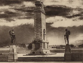 The Cenotaph with Fort William in the Background Across the Maidan