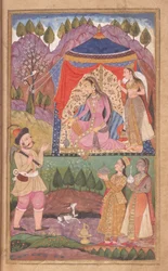 Folio 138 Farhad Recounts His Adventures to Princess Shirin, from the Khusrau and Shirin, Deccani School, 1722