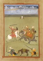 A Prince Fighting His Enemies on an Elephant