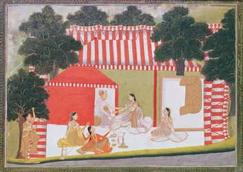 A Prince Trying to Pull a Lady into His Tent; a Maid and Friends Look on in Surprise, c.1760