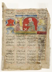 A sage reads to a king under the royal lamp