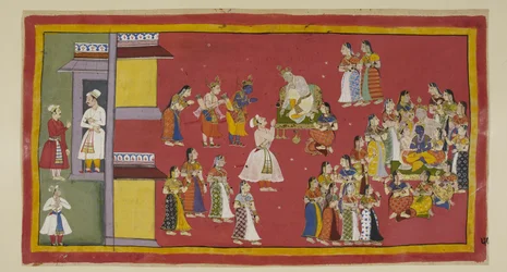 Dasaratha Had Previously Ordered Sumantra to Summon His Queens and All His Wives, Who Now Surround the King When Sumantra Brings the Exiles in to Make Their Farewells. Dasaratha Tries to Persuade Rama Not to Go to the Forest