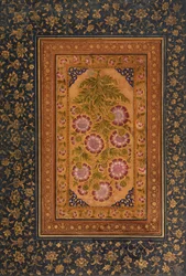 Album Page with Stokesia and Portrait of Abdul Rahim Khan-e Khanna