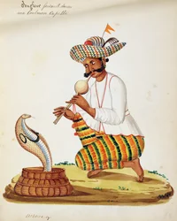An Indian Snake Charmer with a Cobra, from a French Album of Drawings