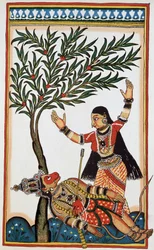Bali killed by an arrow, next to him Tara his wife, litho eighteenth century