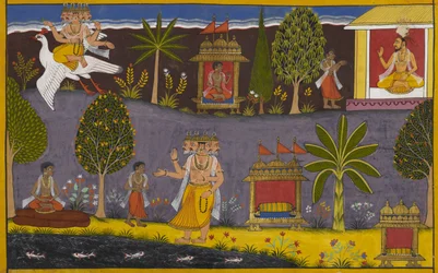 Brahma makes Vaisravana Lord of Wealth; he later consults his father