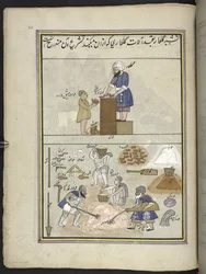 Bricklayers, 86 drawings bound into a volume depicting trades and occupations in Kashmir, craftsmen shown at work with their implements and equipment, by a Kashmir artist, probably at Srinagar, c.1850-60