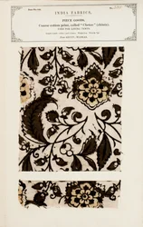 Coarse cotton sample with chetee (chintz) pattern from Arcot in Madras, from The Collection of the Textile Manufacturers of India, by John Forbes Watson, published in 1866