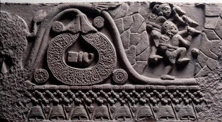 Construction of a Cave (relief on the Baruth Stupa)