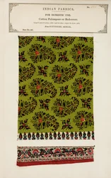 Cotton palempore or bed-cover sample from Futtygurgh in Bengal, from The Collection of the Textile Manufacturers of India, by John Forbes Watson, published in 1866