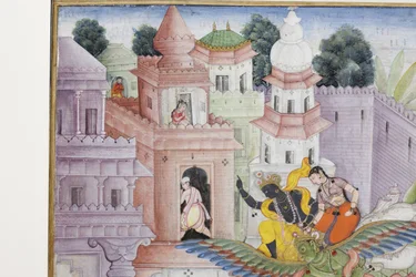 (detail) Krishna Cleaves the Demon Narakasura with his Discus
