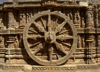 Detail of the wheel of the chariot of Surya