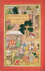 Emperor Babur in conversation with an old man, 15th-17th century