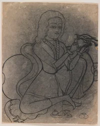 European girl feeding a parrot, c.1780