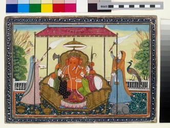 Ganesha with his wives and attendants