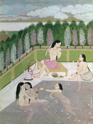 Girls Bathing, Pahari Style, Kangra School, Himachal Pradesh, 18th century