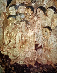 Group of disciples mourning the death of Buddha, from the interior of Cave 17