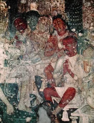 Group of figures, from the interior of Cave 16