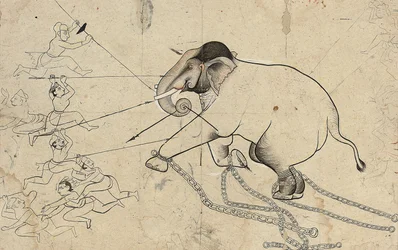 Isarda or Kotah Preparatory Drawing of the Taming of an Elephant