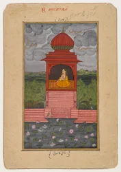Kamodani Ragini, page from a dispersed Ragamala series