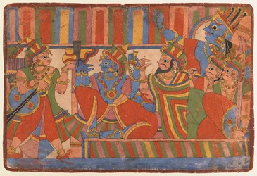 Krishna counsels the Pandava leaders