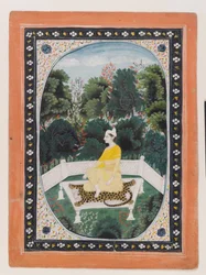 Man meditating in a garden setting, c.1820-40