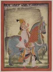 Nobleman of Mewar Riding Nur Accompanied by a Sais on Foot