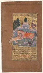 Rakhsh Fights the Lion to Protect Rustam