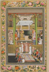 Shah Jahan Honours the Religious Orthodoxy, page from the St. Petersburg Album, c.1635