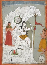 Shiva Bearing the Descent of the Ganges River, Folio from a Hindi Manuscript by the Saint Narayan, c.1740